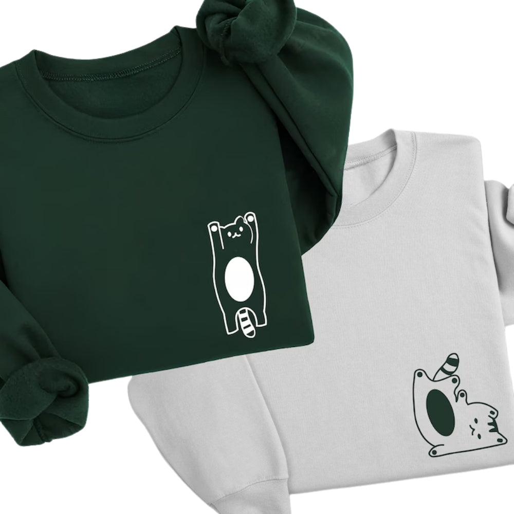 Cute Couple Cat Sweatshirt, Matching Couple Cat Lover Sweatshirt For Valentine Day 2D0818