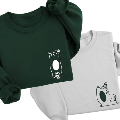 Cute Couple Cat Sweatshirt, Matching Couple Cat Lover Sweatshirt For Valentine Day 2D0818