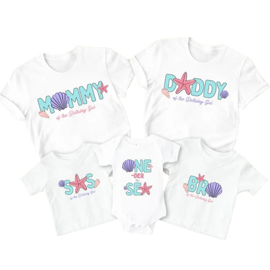 Oneder The Sea First Birthday Girl Matching Family T-Shirts, Sea 1st Birthday Family Matching Shirts ET0365