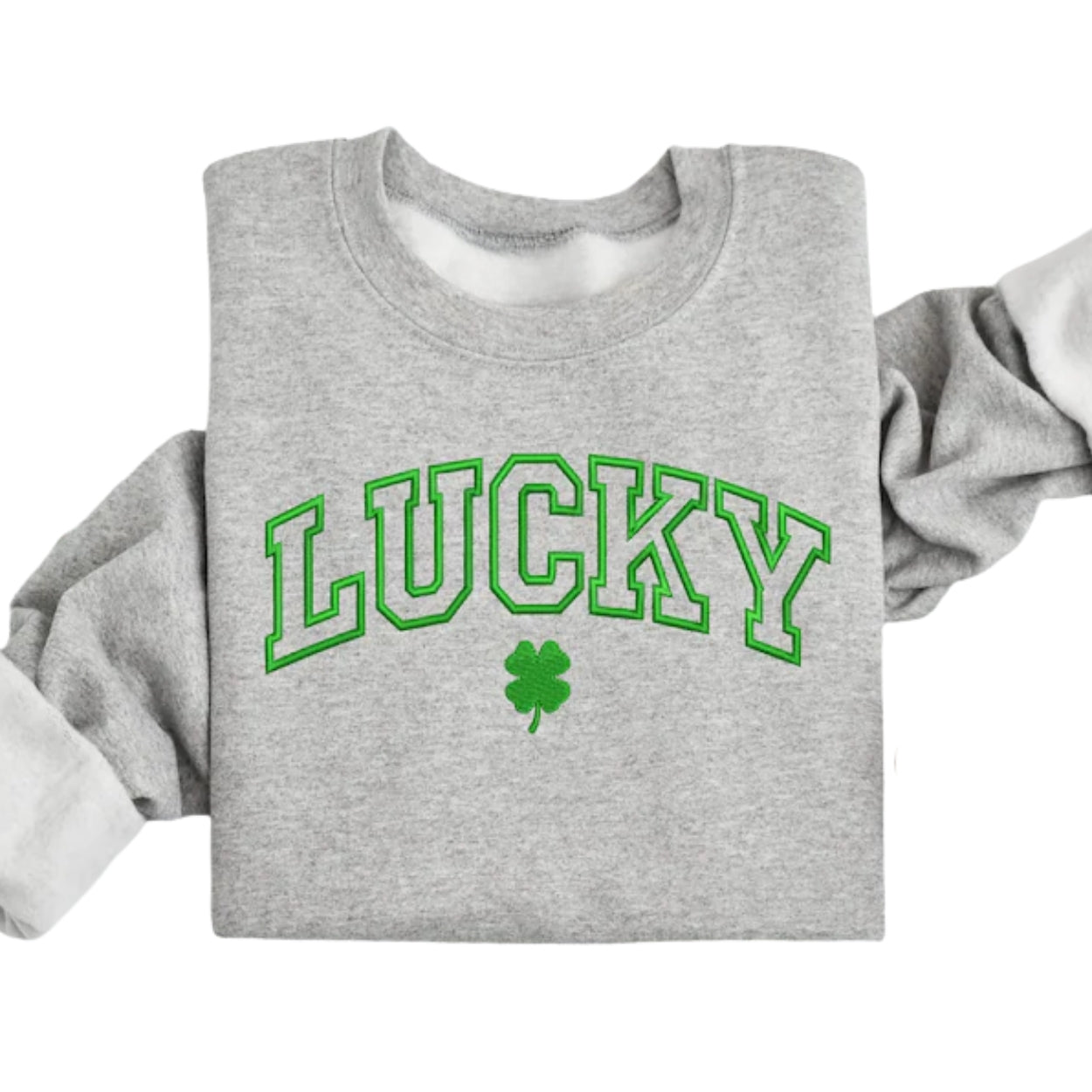 Embroidered Lucky Shamrock Sweatshirt, St Patrick's Day Sweatshirts 2D0858
