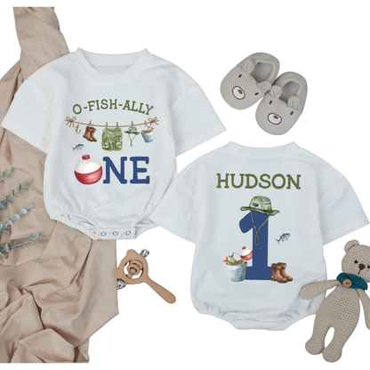 Custom O-Fish-Ally One Birthday Baby T Shirt Romper, Custom Fishing 1st Birthday Baby Romper BB0252