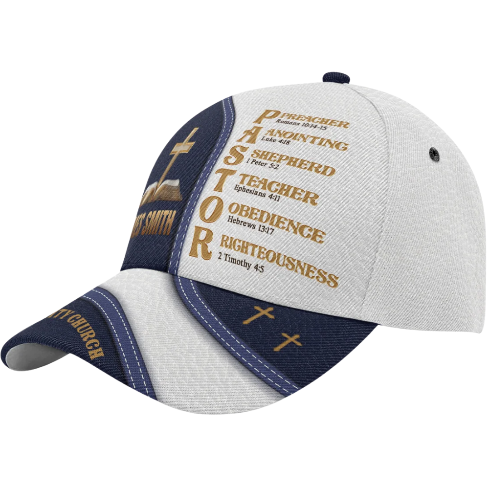 Custom Name Pastor And Church Name Baseball Cap, Personalized Pastor Appreciation Hat 3D Printed CP0582