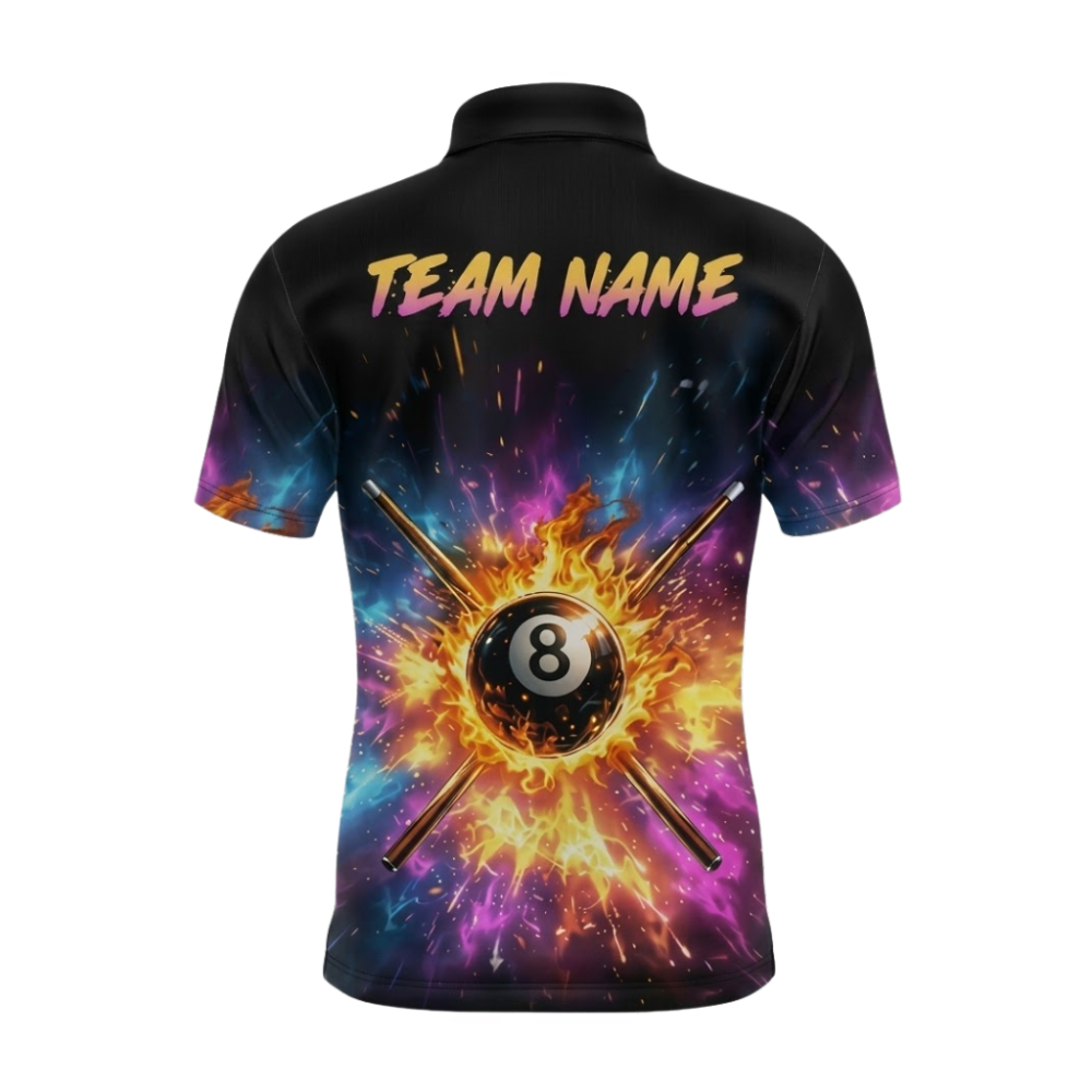 Custom Flame Billiard Men's Polo Shirts, Custom Flame Team Billiard Shirts BIZ0329