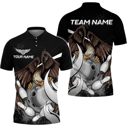 Eagle Custom Mens Bowling Polo Shirt, Custom Ealge Bowling Team Shirts BZ0660
