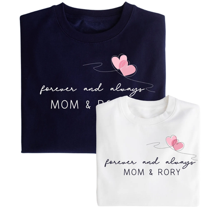 Forever And Always Heart Personalized Mommy And Me Sweatshirt Matching, Custom Mother And Child Sweatshirts ET1447