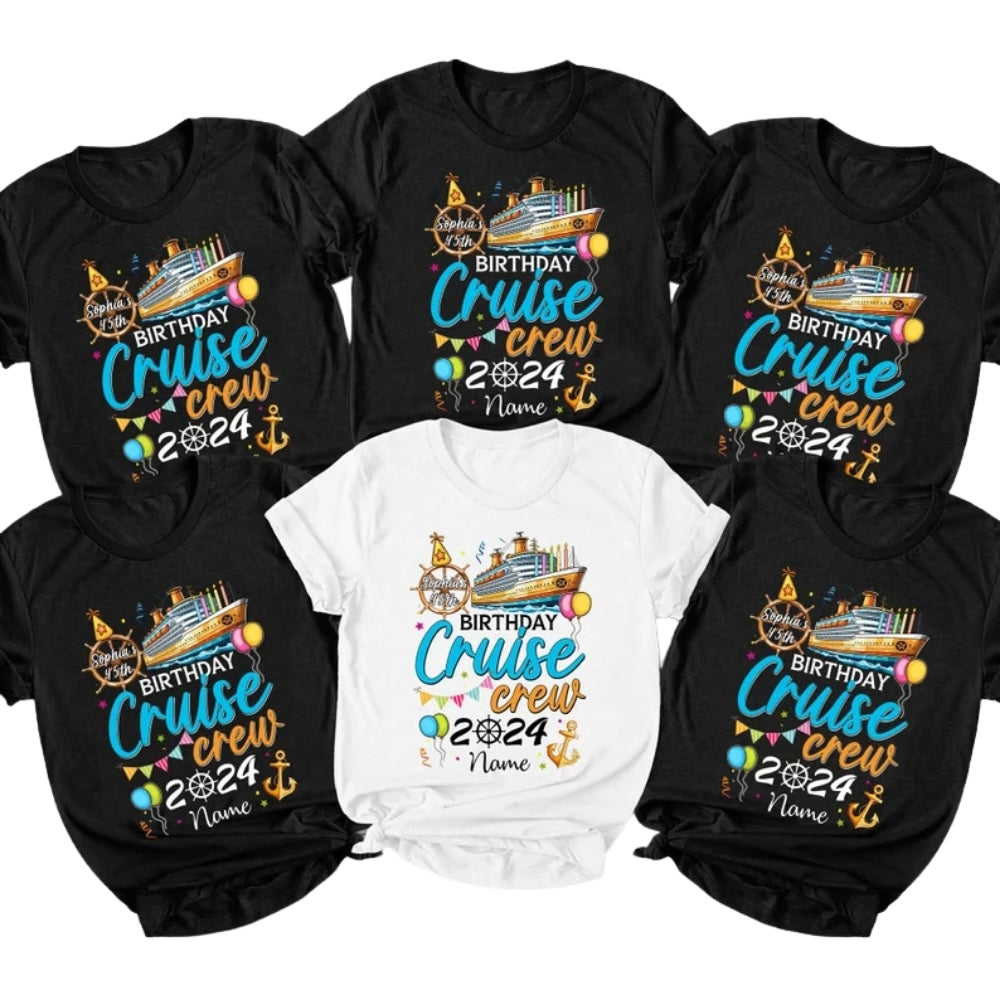 Custom Birthday Cruise Crew Matching T Shirts, Personalized Cruise Trip Birthday Group Shirts ET0848