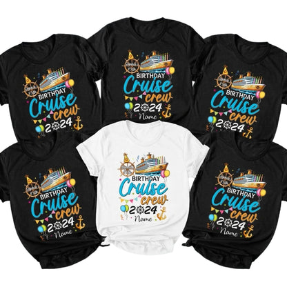 Custom Birthday Cruise Crew Matching T Shirts, Personalized Cruise Trip Birthday Group Shirts ET0848