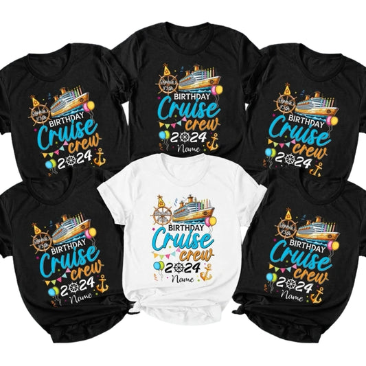 Custom Birthday Cruise Crew Matching T Shirts, Personalized Cruise Trip Birthday Group Shirts ET0848