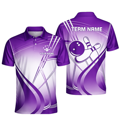 Custom Team Cyan And White Bowling Polo Shirt For Men, Custom Bowling Shirts BZ0450