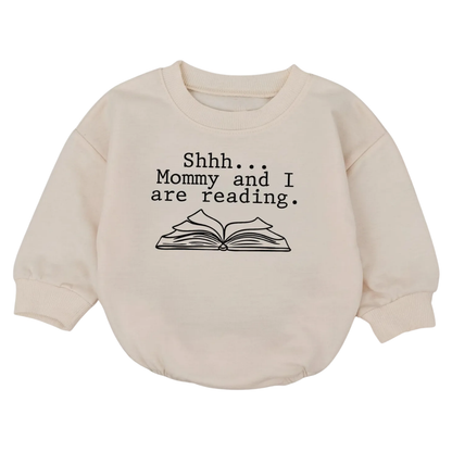 Shhh Mommy And Me Are Reading Baby Romper Sweatshirt, Funny Book Romper Sweatshirt Baby BB0714