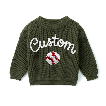 Personalized Baseball Baby Embroidered Sweater, Custom Baby Baseball Lover Sweatshirt BB0319