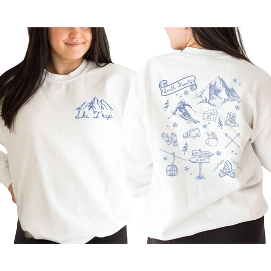 Ski Trip Custom Family Sweatshirts Matching, Custom Family Ski Trip Sweatshirts ET1345