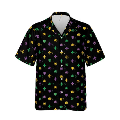 Fleur de Lis And Masks Mardi Gras Hawaiian Shirt Men Women, Mardi Gras Hawaiian Shirts HE0003