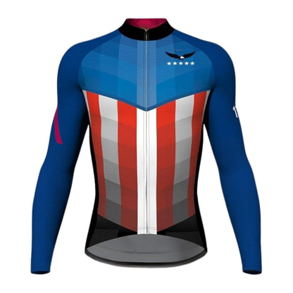 Eagle USA Flag Cycling Long Sleeve Jersey For Mens, Patriotic Cycling Jerseys CZ0051