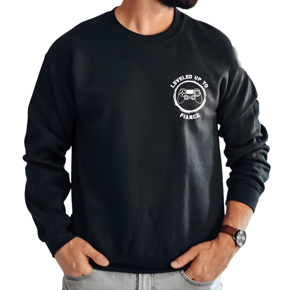 Leveled Up to Fiance Sweatshirt, Funny Engagement Sweatshirt For Gamer 2D0662