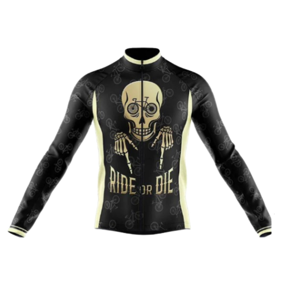 Ride Or Die Skull Cycling Long Sleeve Mens Jersey, Skull Cycling Jersey CG0729