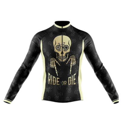 Ride Or Die Skull Cycling Long Sleeve Mens Jersey, Skull Cycling Jersey CG0729