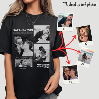 Custom Photo Couple Matching T Shirts For Anniversary, Personalized Photo Matching Shirts For Couples ET0770