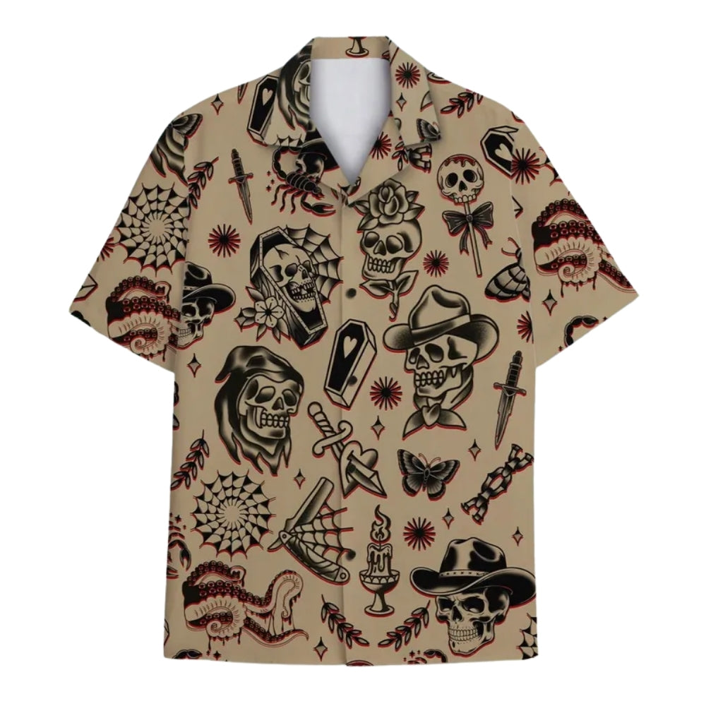 Vintage Skull Men's Hawaiian Shirt, Skull Lover Hawaiian Shirts HE0148
