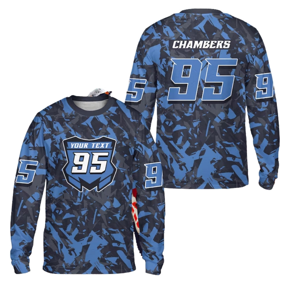 Custom Black Red Camouflage Dirt Bike Racing Long Sleeve Jersey For Men, Custom Dirt Bike Shirts ME0015