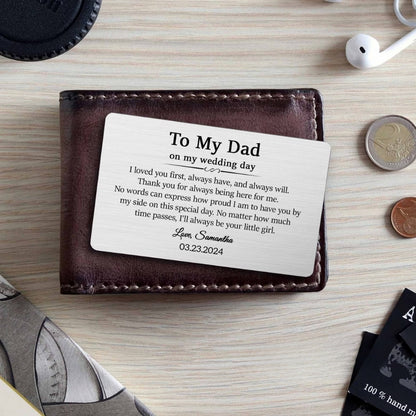 To My Dad On My Wedding Day Personalized Wallet Card from Daughter, Personalized Father of the Bride Wallet Card WD0131