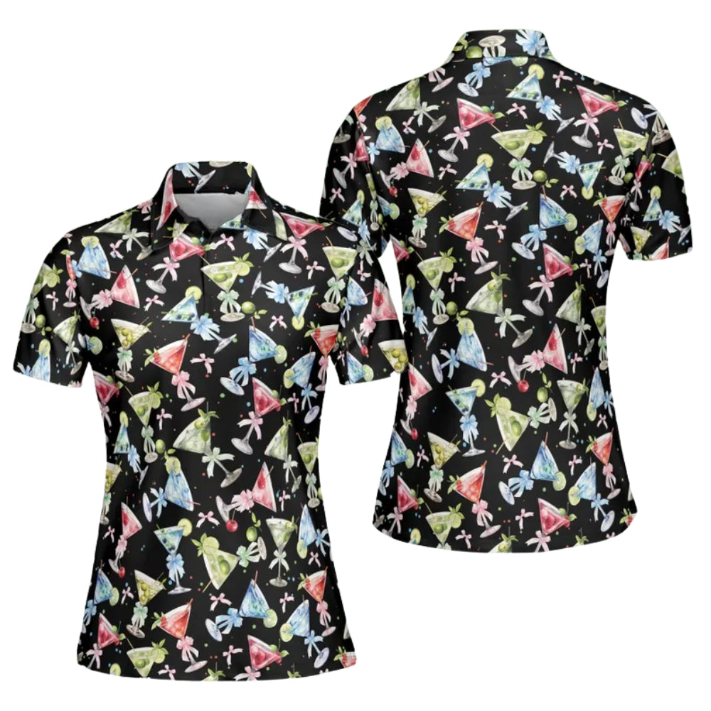 Martini Golf Polo Shirt For Ladies, Women's Cocktail Golf Shirts GE0373