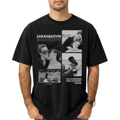 Custom Photo Couple Matching T Shirts For Anniversary, Personalized Photo Matching Shirts For Couples ET0770