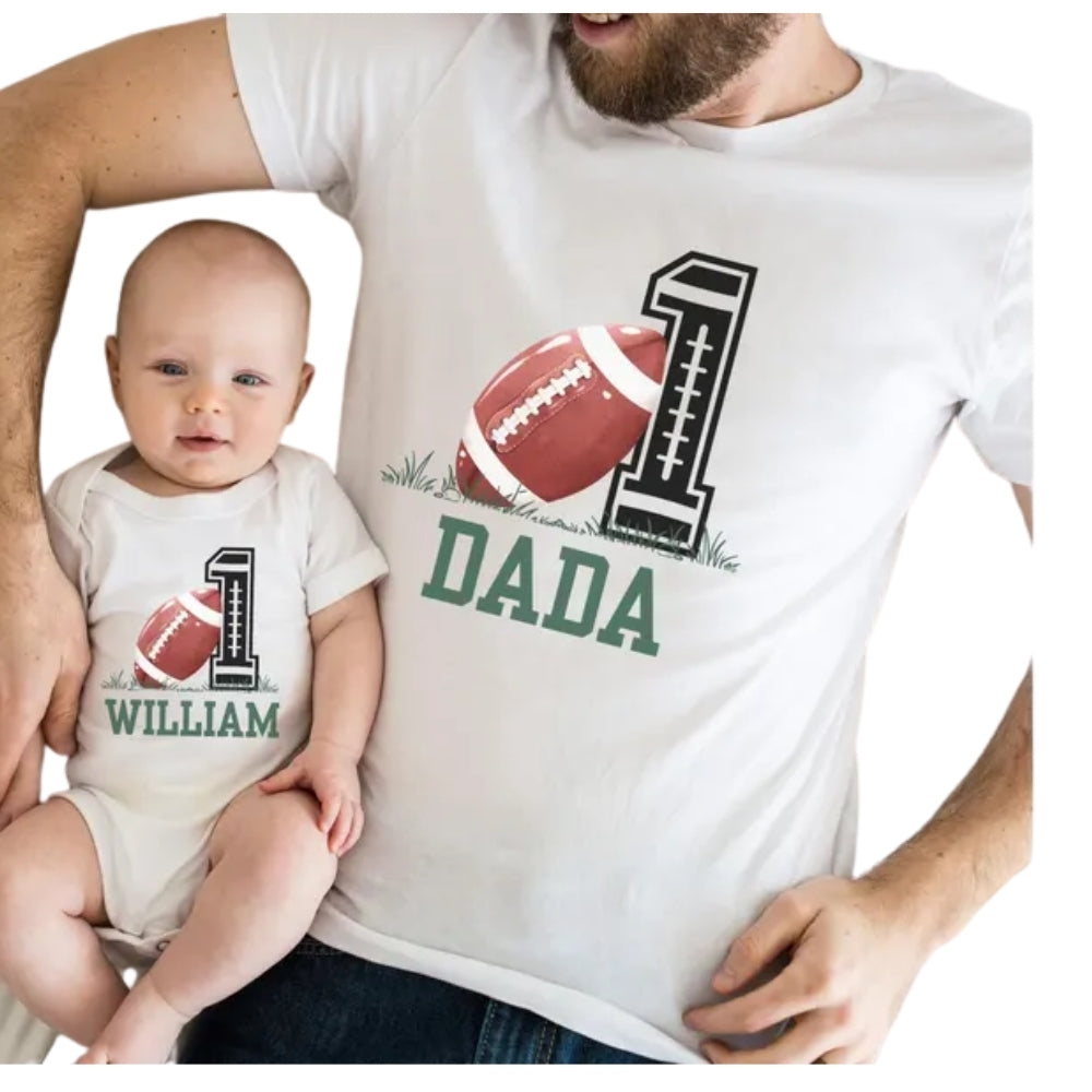 Custom Matching Football 1st Birthday Family T Shirts, Custom Football First Birthday Shirts For Family ET0348
