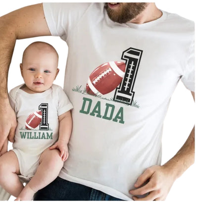Custom Matching Football 1st Birthday Family T Shirts, Custom Football First Birthday Shirts For Family ET0348