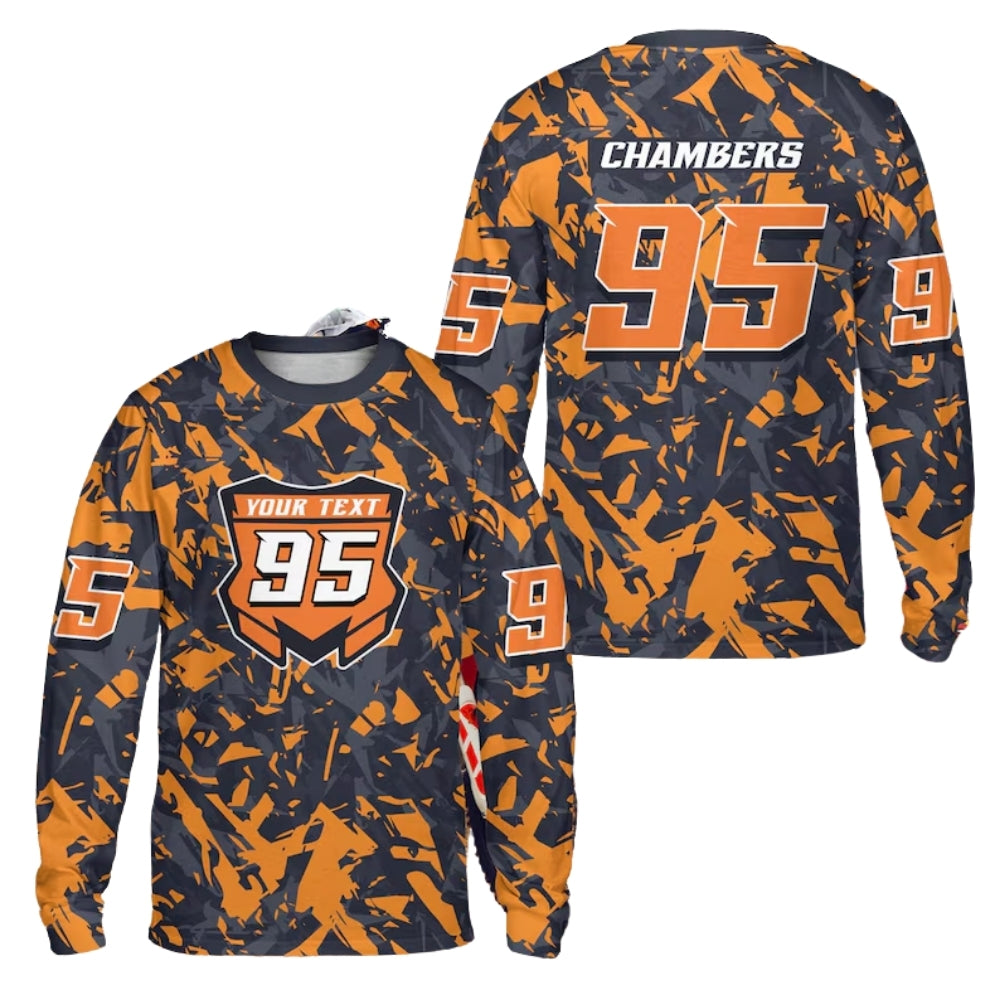 Custom Black Red Camouflage Dirt Bike Racing Long Sleeve Jersey For Men, Custom Dirt Bike Shirts ME0015