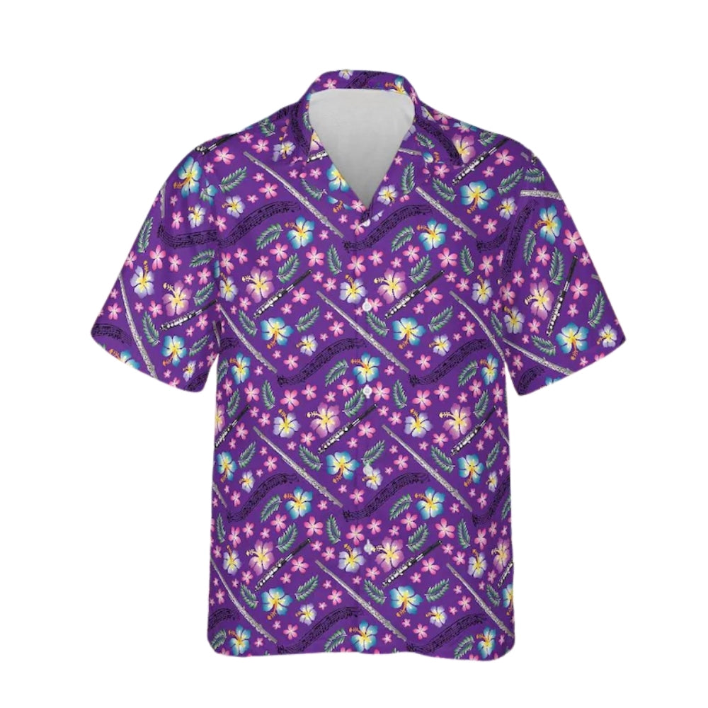Flute Floral Hawaiian Shirt For Men Women, Flute Player Hawaiian Shirts HE0333
