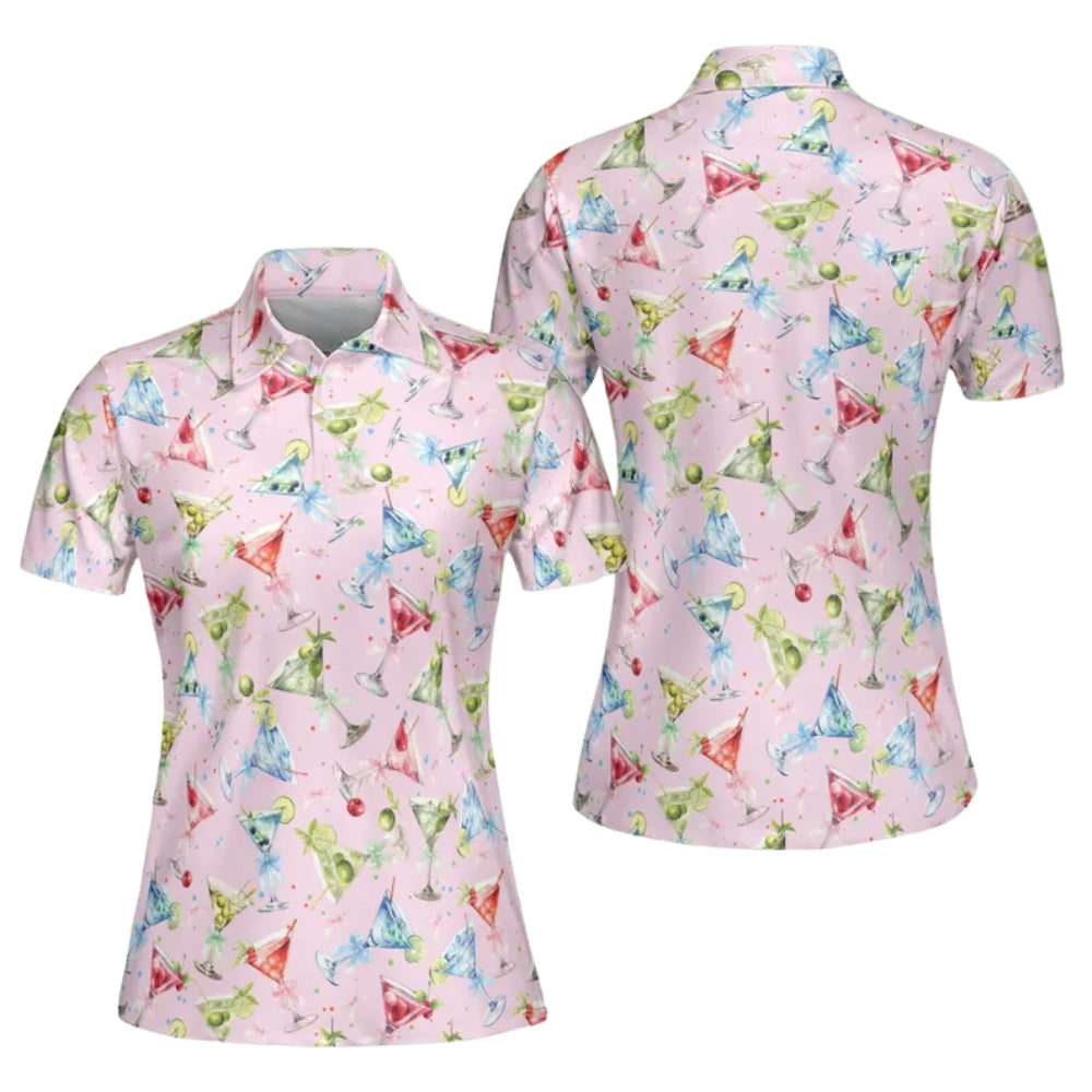 Martini Golf Polo Shirt For Ladies, Women's Cocktail Golf Shirts GE0373