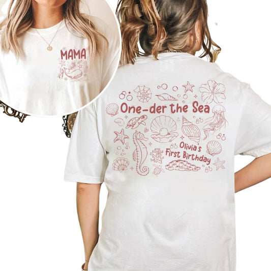 One-der The Sea Custom First Birthday Matching T Shirts For Family, Custom Ocean 1st Birthday Family Shirts ET0621