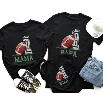 Custom Matching Football 1st Birthday Family T Shirts, Custom Football First Birthday Shirts For Family ET0348