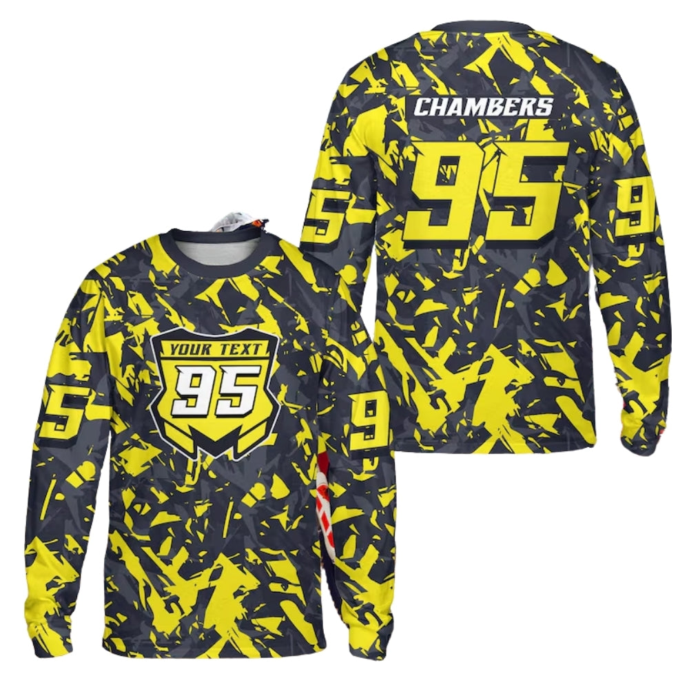 Custom Black Red Camouflage Dirt Bike Racing Long Sleeve Jersey For Men, Custom Dirt Bike Shirts ME0015