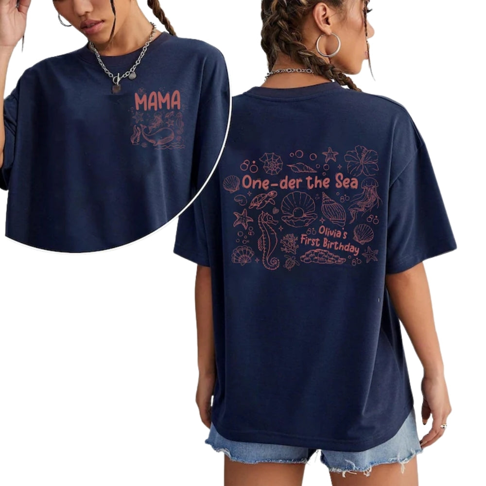 One-der The Sea Custom First Birthday Matching T Shirts For Family, Custom Ocean 1st Birthday Family Shirts ET0621