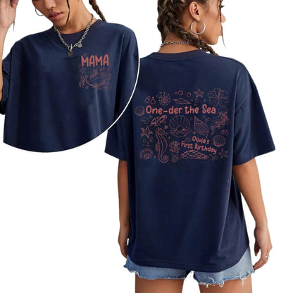 One-der The Sea Custom First Birthday Matching T Shirts For Family, Custom Ocean 1st Birthday Family Shirts ET0621