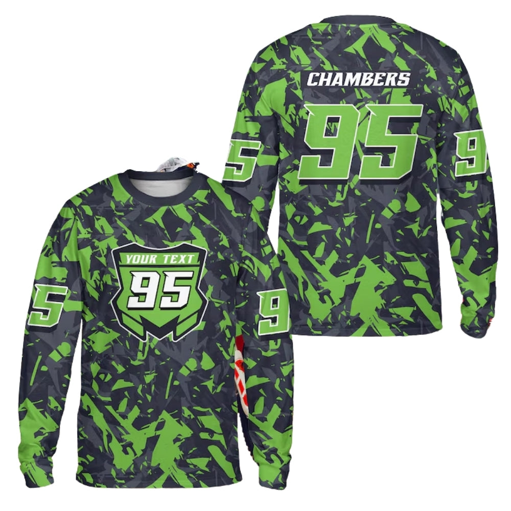 Custom Black Red Camouflage Dirt Bike Racing Long Sleeve Jersey For Men, Custom Dirt Bike Shirts ME0015