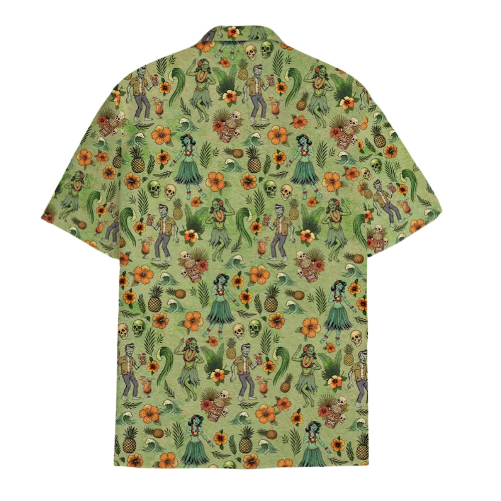 Zombie Hula Girl Aloha Hawaiian Shirt Men Women, Zombie Skull Hawaiian Shirts HE0115