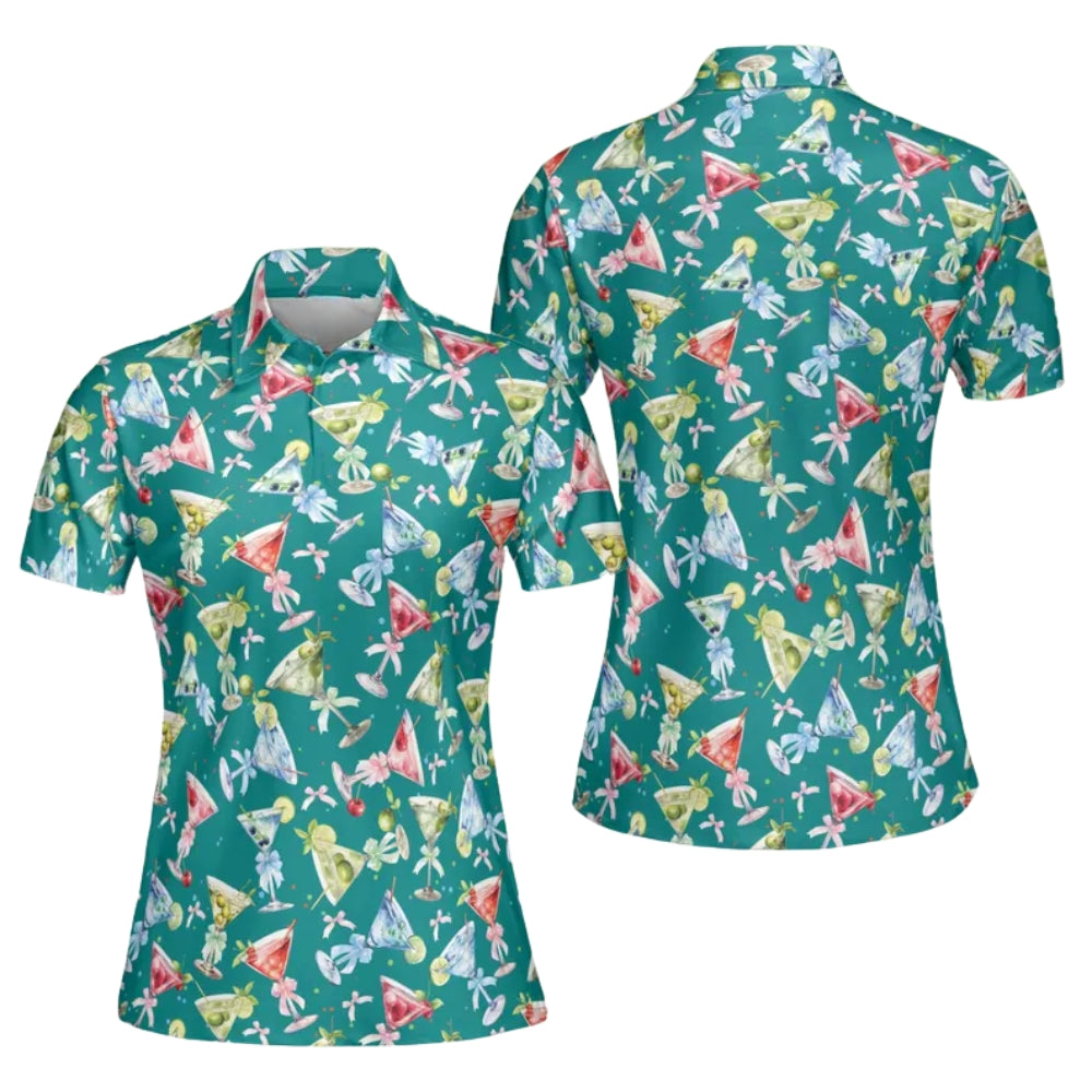 Martini Golf Polo Shirt For Ladies, Women's Cocktail Golf Shirts GE0373