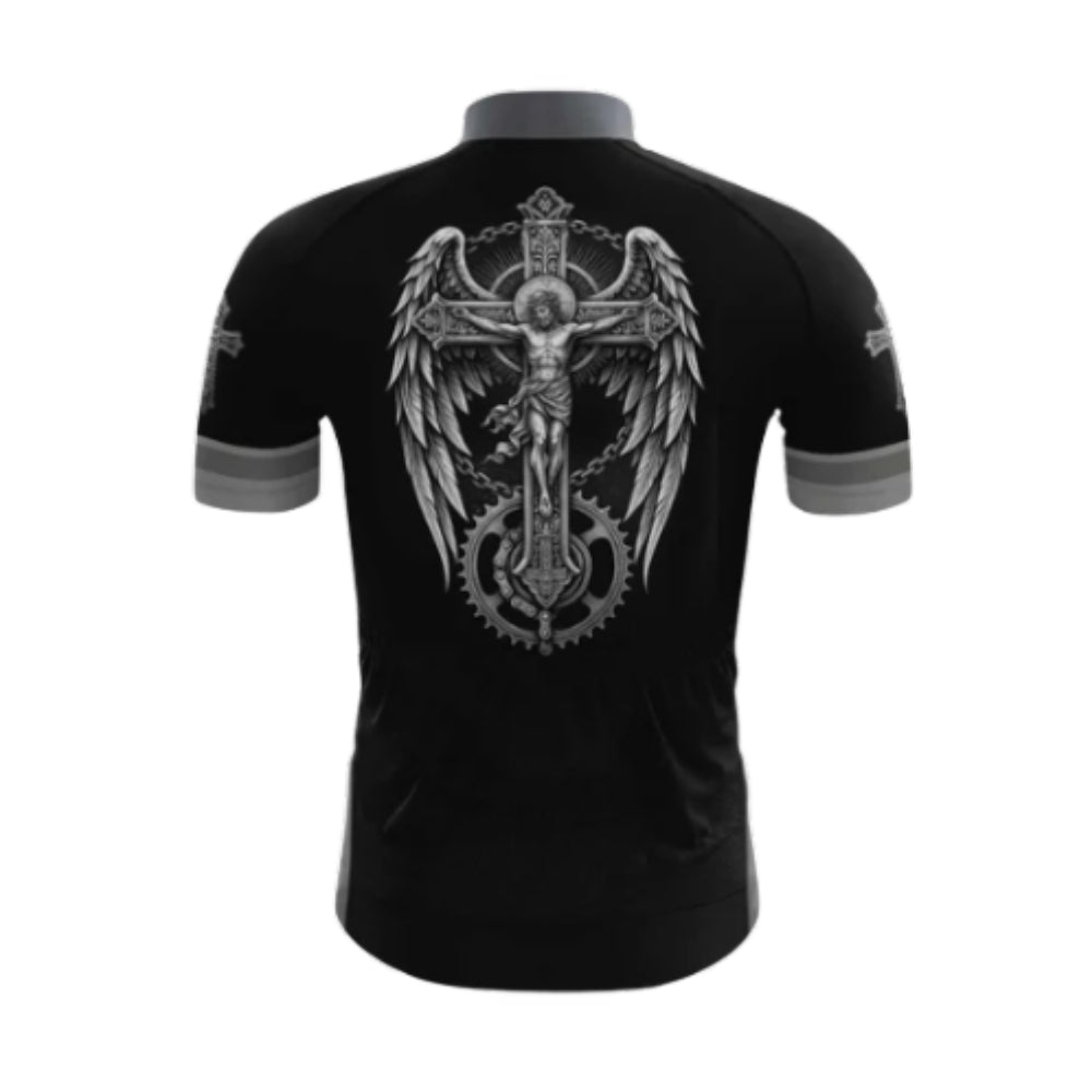 I Am A Single Man I Like Cycling And Believe In Jesus Cross Cycling Short Sleeve Jersey Mens, Faith Christian Cycling Jerseys CG0536