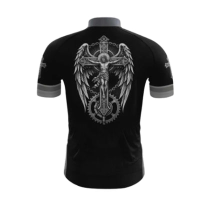 I Am A Single Man I Like Cycling And Believe In Jesus Cross Cycling Short Sleeve Jersey Mens, Faith Christian Cycling Jerseys CG0536