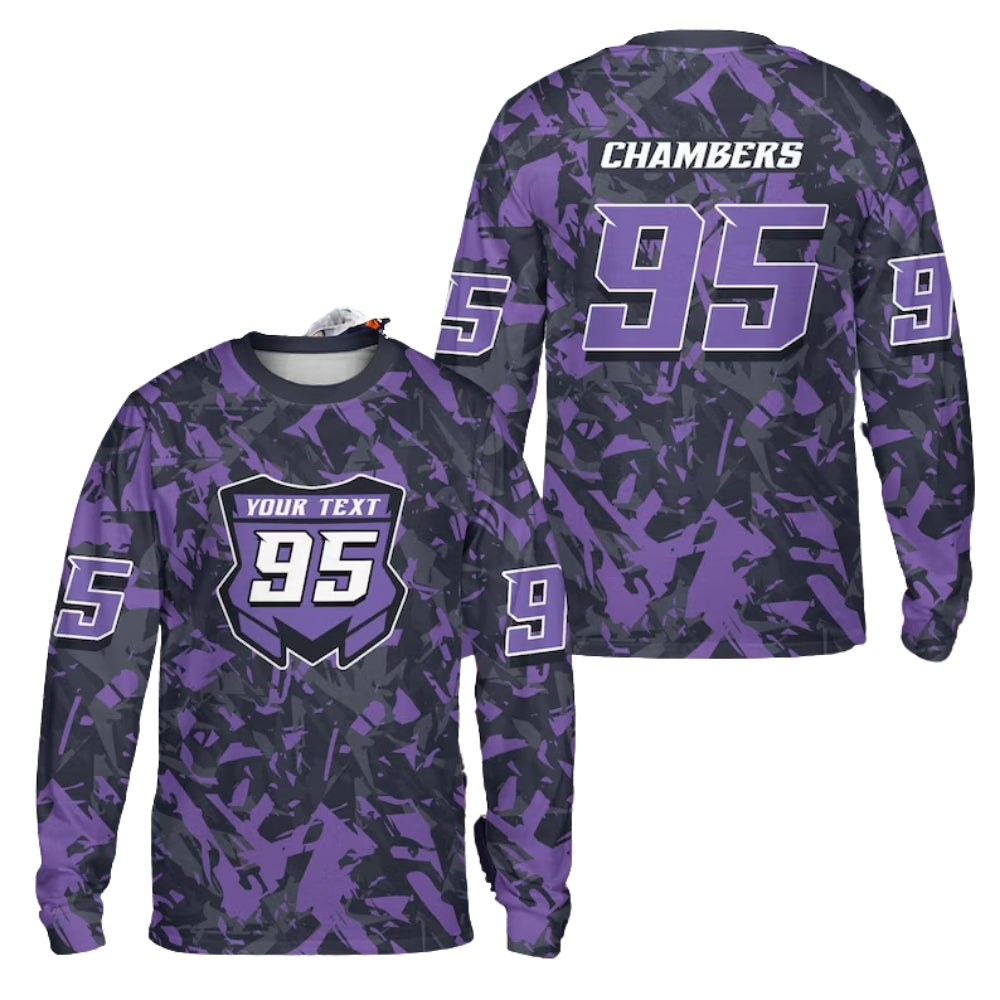 Custom Black Red Camouflage Dirt Bike Racing Long Sleeve Jersey For Men, Custom Dirt Bike Shirts ME0015