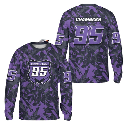 Custom Black Red Camouflage Dirt Bike Racing Long Sleeve Jersey For Men, Custom Dirt Bike Shirts ME0015