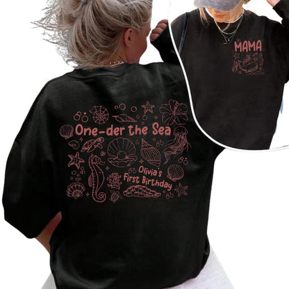 One-der The Sea Custom First Birthday Matching T Shirts For Family, Custom Ocean 1st Birthday Family Shirts ET0621