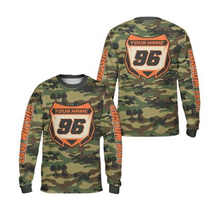 Custom Camo Dirt Bike Long Sleeve Jersey For Men, Custom Camo Motocross Dirt Bike Shirts ME0016
