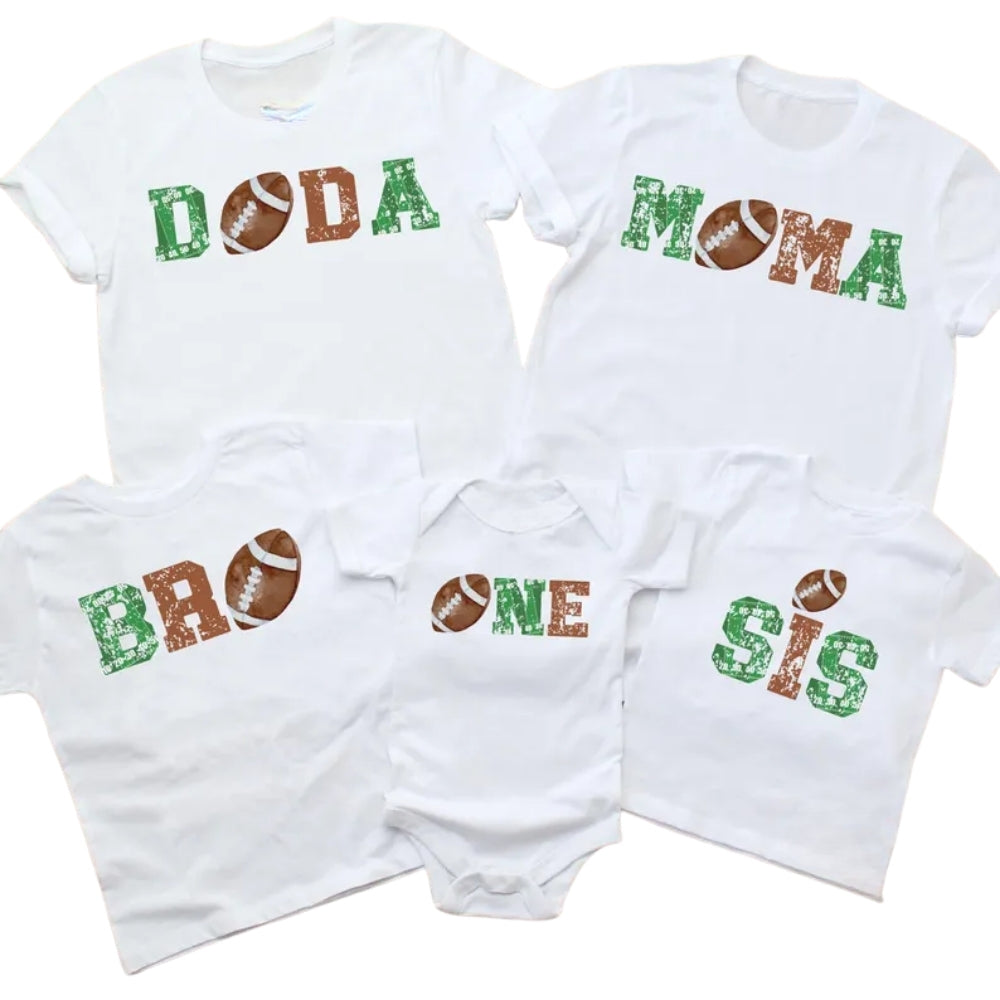 Matching Football First Birthday Family T Shirts, 1st Birthday Football Shirts For Family ET0349