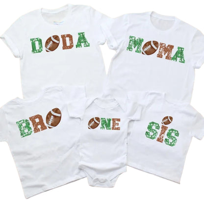 Matching Football First Birthday Family T Shirts, 1st Birthday Football Shirts For Family ET0349