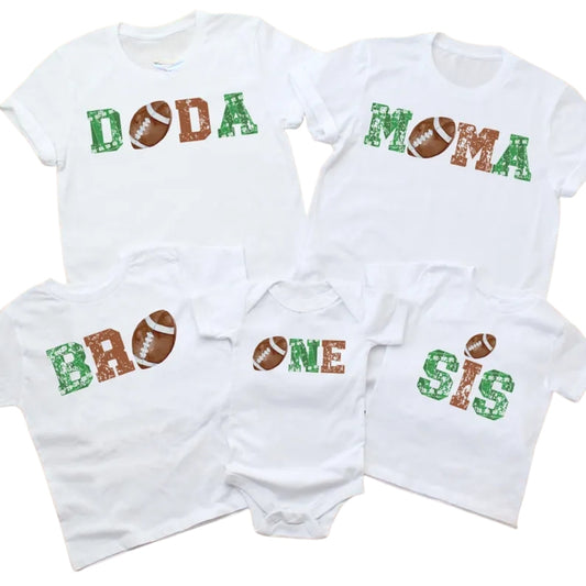 Matching Football First Birthday Family T Shirts, 1st Birthday Football Shirts For Family ET0349