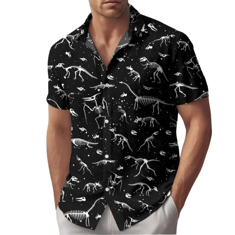 Dinosaur Skeletion Hawaiian Shirt For Men, Dinosaur Hawaiian Shirts HE0150
